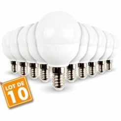 ECLAIRAGE DESIGN Lot De 10 Ampoules LED E14 Mini Globe 5.5W 470 Lumens Eq 40W | Température De Couleur: Blanc Chaud 2700K
