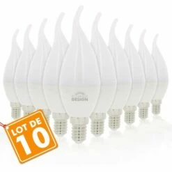 ECLAIRAGE DESIGN Lot De 10 Ampoules LED E14 Flamme 6W Eq 40W | Température De Couleur: Blanc Chaud 2700K