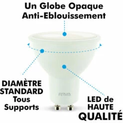ECLAIRAGE DESIGN Lot De 10 Ampoules Led GU10 7W Eq. 60W Dimmable | Température De Couleur: Blanc Froid 6000K -Pas Cher Ampoule LED Boutique 13600698 4