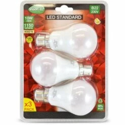 MIIDEX LIGHTING LOT De 3 Ampoules 10W LED (éq 90W) Culot B22 - 4000°K - 1150 Lumens - Opale