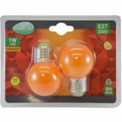 MIIDEX LIGHTING LOT De 2 Ampoules 1W LED (éq 9W) Culot E27 - ORANGE - Angle 240°
