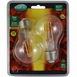 MIIDEX LIGHTING LOT De 2 Ampoules 3W LED FILAMENT (éq 30W) Culot E27 - 2700°K - 330 Lumens