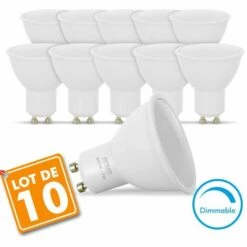 ECLAIRAGE DESIGN Lot De 10 Spot Ampoules LED GU10 7W Eq. 60W Dimmable | Température De Couleur: Blanc Chaud 2700K