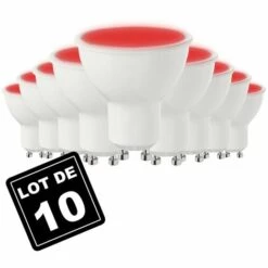 EUROPALAMP Lot De 10 Ampoules GU10 7W ROUGE