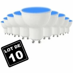 EUROPALAMP Lot De 10 Ampoules GU10 7W BLEU