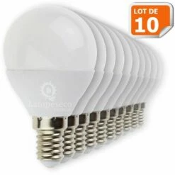 LAMPESECOENERGIE Lot De 10 Ampoules E14 Mini Globe 6W Eq. 40W 480 Lumens Blanc Neutre 4000K