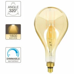 XANLITE - Ampoule LED Déco Goutte Giant (XXL) Au Verre Ambré, Culot E27, 8W Cons. (60W Eq.), 800 Lumens, Lumière Blanc Chaud - RFDGE500GAD -Pas Cher Ampoule LED Boutique 18355906 4
