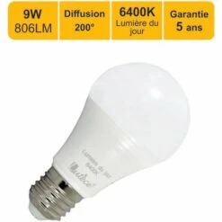 LUTECE-ARC Ampoule LED E27 9W 806Lm 6400K - Garantie 5 Ans