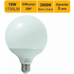 LUTECE-ARC Ampoule LED E27 Globe G125 18W 1700Lm 3000K