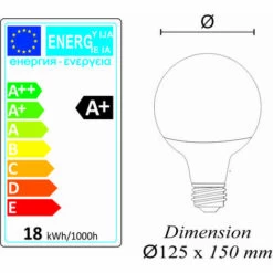 LUTECE-ARC Ampoule LED E27 Globe G125 18W 1700Lm 3000K -Pas Cher Ampoule LED Boutique 19322859 4