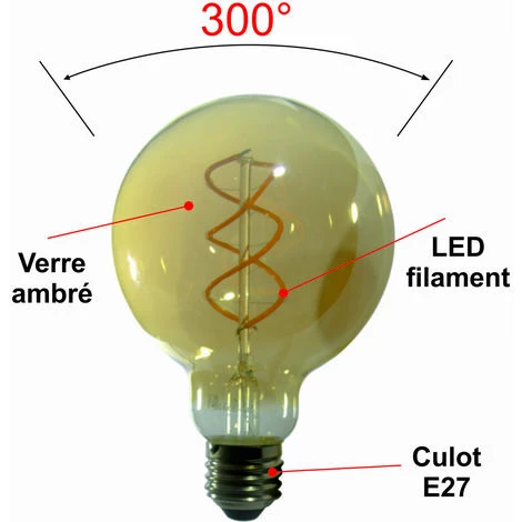 LUTECE-ARC Ampoule LED Filament E27 Vintage G95 4W 250Lm 2000K 4 LUTECE-ARC Ampoule LED Filament E27 Vintage G95 4W 250Lm 2000K – Image 2