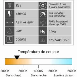 LUTECE-ARC Lot De 2 Ampoules LED E14 8W 806Lm 2700K - Garantie 5 Ans -Pas Cher Ampoule LED Boutique 19322891 3