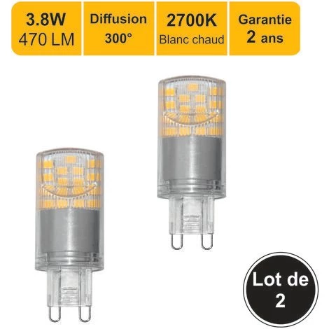 ARCOTEC Lot De 2 Ampoules LED G9 4,5W Capsule 470Lm 2700K 3 ARCOTEC Lot De 2 Ampoules LED G9 4,5W Capsule 470Lm 2700K