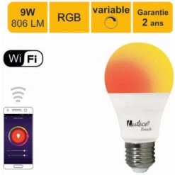 LUTECE-ARC Ampoule Connectée LED E27 9W 806Lm RGB Dimmable - Compatible Avec Alexa Ou Google Home