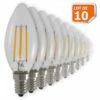 LAMPESECOENERGIE Lot De 10 Ampoules Flamme Filament 4w Eq. 42W Culot E14 Blanc Chaud 2700-3200K