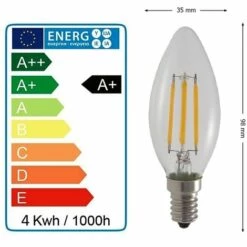 LAMPESECOENERGIE Lot De 10 Ampoules Flamme Filament 4w Eq. 42W Culot E14 Blanc Chaud 2700-3200K -Pas Cher Ampoule LED Boutique 1951212 3