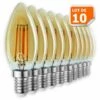 LAMPESECOENERGIE Lot De 10 Ampoules Led Flamme Filament Doré 4 Watt (éq. 42 Watt) Culot E14 -Pas Cher Ampoule LED Boutique 20256672 1