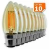 LAMPESECOENERGIE Lot De 10 Ampoules Led Flamme Filament Doré 4 Watt (éq. 42 Watt) Culot B22