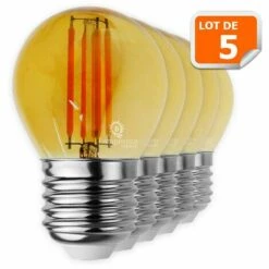 LAMPESECOENERGIE Lot De 5 Ampoules Led Filament Forme G45 4 Watt (éq 42 Watts) Culot E27