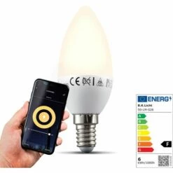 B.K.LICHT Ampoule Connectée LED Dimmable Commande Vocale Par Appli Compatible Alexa Google Home E14 5,5W Blanc Chaud 2700K