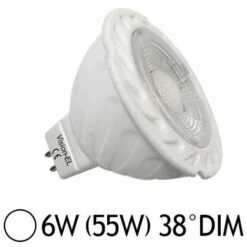 MIIDEX LIGHTING Spot LED COB 6W (55W) GU5.3 12V DC Dim Angle 38° Blanc Jour 6000°K