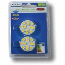 V-TAC Ampoule LED G4 12V 12V 2,5W 3000K Blanc Chaud Blister 2 Pcs
