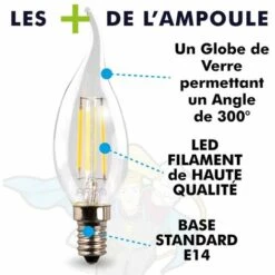 ARUM LIGHTING Lot De 3 Ampoules Led Flamme E14 4W Eq 40W Transparent | Température De Couleur: Blanc Chaud 2700K -Pas Cher Ampoule LED Boutique 24065656 3