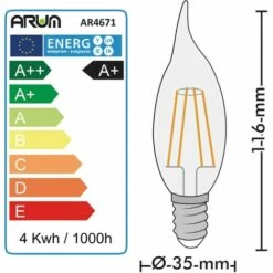 ARUM LIGHTING Lot De 3 Ampoules Led Flamme E14 4W Eq 40W Transparent | Température De Couleur: Blanc Chaud 2700K -Pas Cher Ampoule LED Boutique 24065656 5