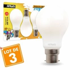ARUM LIGHTING Lot De 3 Ampoules LED 7W Eq 60W Dépoli Standard B22 | Température De Couleur: Blanc Chaud 2700K -Pas Cher Ampoule LED Boutique 24122383 3