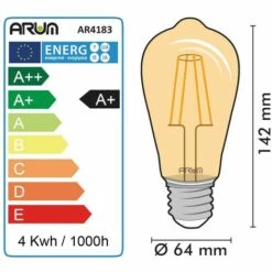 ARUM LIGHTING Lot De 2 Ampoules LED E27 4W ST64 2200K Type Edison | Température De Couleur: Blanc Chaud 2200K -Pas Cher Ampoule LED Boutique 24191898 5