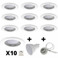 MYLUMI Lot De 10 Spots Led GU10 Encastrables Dimmables 7W Rendu 50W 120 Blanc Neutre.