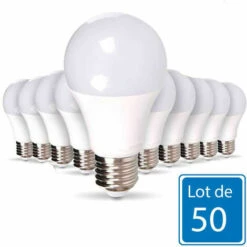 OPTONICA Lot De 50 Ampoules E27 10W A60 équivalent 60W - Blanc Chaud 2700K -Pas Cher Ampoule LED Boutique 26597703 2