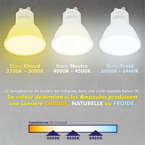 ECLAIRAGE DESIGN Lot De 10 Ampoules LED GU10 7W Eq. 60W 4000K Blanc Naturel 6 ECLAIRAGE DESIGN Lot De 10 Ampoules LED GU10 7W Eq. 60W 4000K Blanc Naturel – Image 4