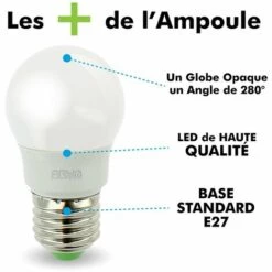 ARUM LIGHTING Lot De 5 Ampoules LED E27 G45 Boule 5.5W Rendu 40W | Température De Couleur: Blanc Chaud 2700K -Pas Cher Ampoule LED Boutique 26711226 3