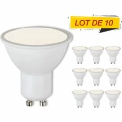 NORMALUX Lot De 10 Lampes GU10 - 5W - 4000K - 400lm - 120∞ - 50 X (H)56mm
