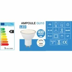 NORMALUX Lot De 10 Lampes GU10 - 5W - 4000K - 400lm - 120∞ - 50 X (H)56mm -Pas Cher Ampoule LED Boutique 26933217 3