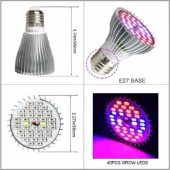 LITZEE Ampoule Horticole E27 LED Pour Plantes, 30W E27 Avec 40LED Lampe Plante à Spectre Complet, AC 85-265V, Lampe The Croissance Et Fleurs Intérieur Pour Jardin/Culture Hydroponique/Aquarium, Lot De 2 [Classe énergétique A+] -Pas Cher Ampoule LED Boutique 27181665 3