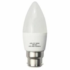 Ampoule LED B22 6W 220V C37 180° - Blanc Froid 6000K - 8000K - SILAMP - Blanc Froid 6000K - 8000K