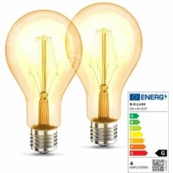 B.K.LICHT 2 Ampoules LED Edison Vintage A75 I E27, 4W, Blanc Chaud 2200K, Intensité Lumineuse 320lm, Ampoule Rétro à Filament