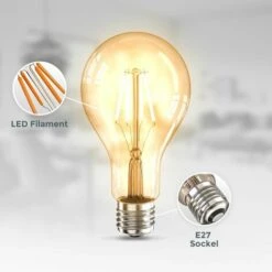 B.K.LICHT 2 Ampoules LED Edison Vintage A75 I E27, 4W, Blanc Chaud 2200K, Intensité Lumineuse 320lm, Ampoule Rétro à Filament 9 B.K.LICHT 2 Ampoules LED Edison Vintage A75 I E27, 4W, Blanc Chaud 2200K, Intensité Lumineuse 320lm, Ampoule Rétro à Filament -Pas Cher Ampoule LED Boutique 28271662 3
