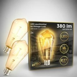 B.K.LICHT 2 Ampoules LED Edison Vintage ST64 I E27, 4W, Blanc Chaud 2700K, Intensité Lumineuse 380lm, Ampoule Rétro à Filament