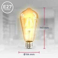 B.K.LICHT 2 Ampoules LED Edison Vintage ST64 I E27, 4W, Blanc Chaud 2700K, Intensité Lumineuse 380lm, Ampoule Rétro à Filament -Pas Cher Ampoule LED Boutique 28271665 5