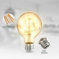 B.K.LICHT 3 Ampoules LED Edison Vintage G80 I E27, 4W, Blanc Chaud 2200K, Intensité Lumineuse 320lm, Ampoule Rétro à Filament -Pas Cher Ampoule LED Boutique 28271694 3