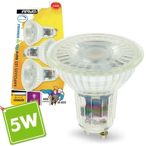 ARUM LIGHTING Lot De 3 Ampoules LED GU10 5W Dimmable 420 Lm Eq 50W | Température De Couleur: Blanc Neutre 4000K 4 ARUM LIGHTING Lot De 3 Ampoules LED GU10 5W Dimmable 420 Lm Eq 50W | Température De Couleur: Blanc Neutre 4000K – Image 2