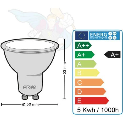 ARUM LIGHTING Lot De 3 Ampoules LED GU10 5W Dimmable 420 Lm Eq 50W | Température De Couleur: Blanc Neutre 4000K 7 ARUM LIGHTING Lot De 3 Ampoules LED GU10 5W Dimmable 420 Lm Eq 50W | Température De Couleur: Blanc Neutre 4000K – Image 5
