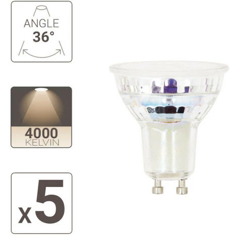 XANLITE - Lot X5 Ampoules LED Spot, Culot GU10, Conso 4,8 W, Eq. 50 W, Blanc Neutre - PACK5RCXG50SCW 5 XANLITE - Lot X5 Ampoules LED Spot, Culot GU10, Conso 4,8 W, Eq. 50 W, Blanc Neutre - PACK5RCXG50SCW – Image 3