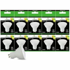 LAMPESECOENERGIE Pack De 10 Ampoules Led GU10 5W Blanc Chaud 3000K Eq. 50W Halogène 120°