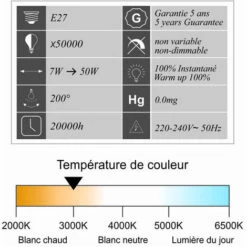 LUTECE-ARC Lot De 12 Ampoules LED E27 7W 650Lm 3000K - Garantie 5 Ans -Pas Cher Ampoule LED Boutique 32948297 3