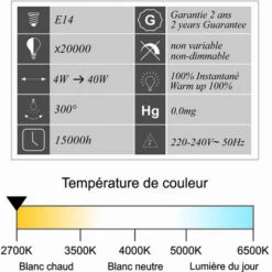 LUTECE-ARC Lot De 12 Ampoules LED Filament E14 4W 470Lm 2700K - Garantie 2 Ans -Pas Cher Ampoule LED Boutique 32948299 3