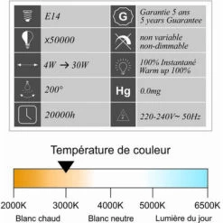 LUTECE-ARC Lot De 12 Ampoules LED E14 4W 330Lm 3000K - Garantie 5 Ans -Pas Cher Ampoule LED Boutique 32948301 3